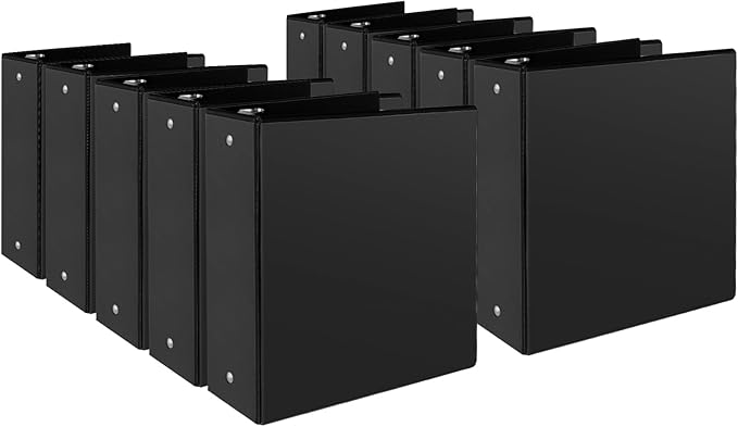 CIXILDTS 3" 3 Ring Binder, Standard 3-Inch Round Ring Binder Fit Letter Size Paper, Presentation View Binders, 10 Packs, Black