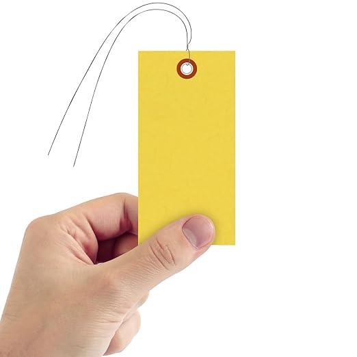 SmartSign “Yellow Tyvek Shipping Tags with Wire”, Size #5, Write on These Tags with a Pen or Marker 4 3/4" x 2 3/8" | Pack of 1000, Made in USA