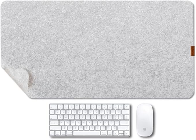 Bright Stone Felt Desk Mat,Non-Slip Mouse Pad, 31.5"x15.7" Office Supplies Desk Protector, Desk Accessories for Home and Office (Light Gray)