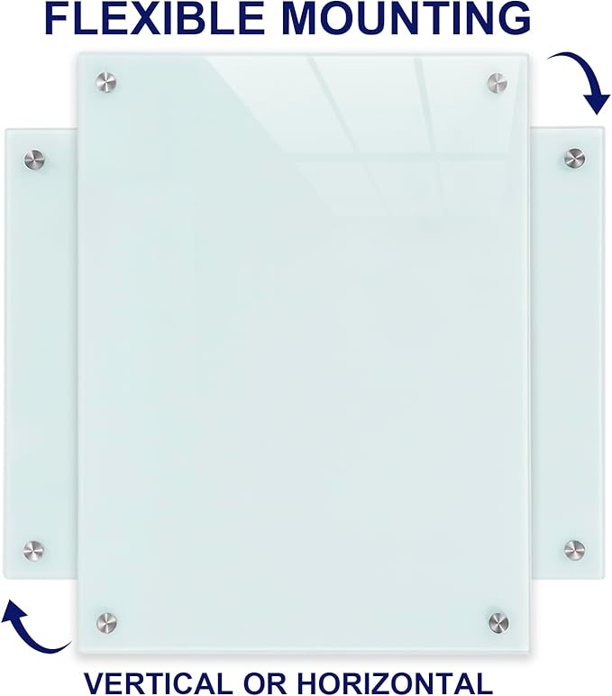 Gooderboard Glass Magnetic White Board - 48 x36 Inches Frameless Dry Erase Whiteboard for Wall, Writing Board for Meeting, Wall Mounted Glass Board for Office and Schools
