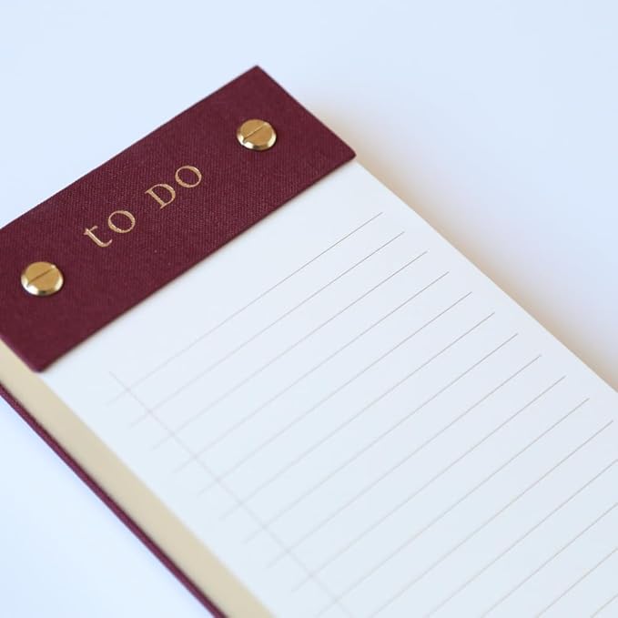Graphique Post-Bound List Pad Luxe Collection, Perforated Sheets To-Do Notepad, Hardcover Binding, Gold Foil Embossing, 100 Pages, 4” x 9.75”, Taupe