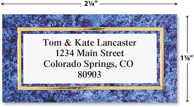 Granite & Gold Foil Border Return Address Labels - Set of 144 1-1/8" x 2-1/4" Self-Adhesive, Flat-Sheet Labels