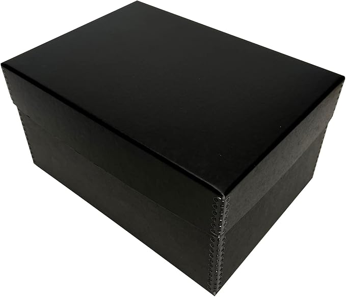 Lineco 4x6 Photo Storage Box, with 12 Acid-Free Envelopes, Holds Up to 1000 3.5" x 5", or 4" x 6" Photos, Metal Edge Archival Storage Box for Photos Stickers Stamps Seeds, 5.5x7.5x11. Black