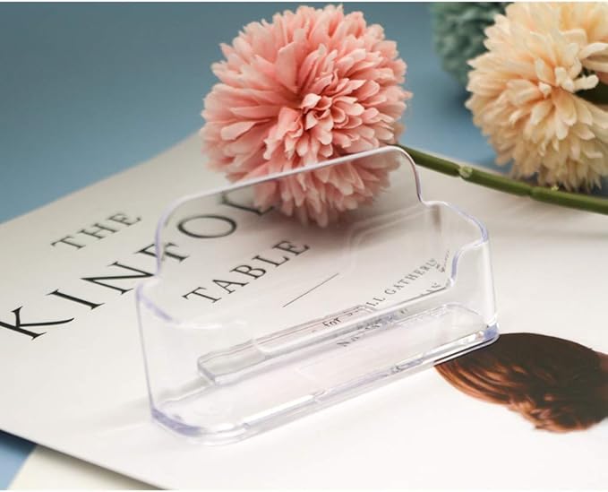 Qizpcer 16 Pack Clear Desktop Business Card Holder Display, Plastic Business Card Stand for Office