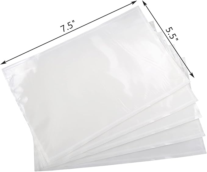 RyhamPaper Packing List Envelopes, Clear 7.5" x 5.5" Self Adhesive Shipping Labels Envelope Pouches (100 PCS)