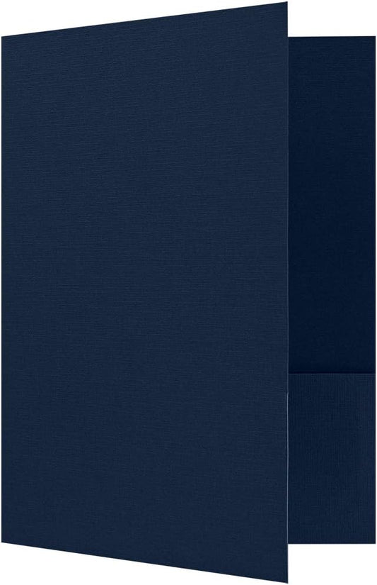 LUXPaper 9" x 12" Presentation Folders | Two Pocket | Nautical Blue Linen | 100lb. Cover | 100 Qty