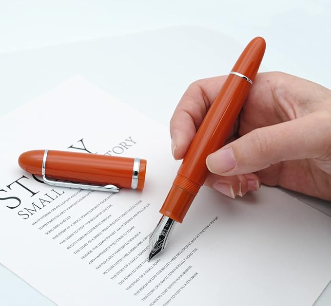 JINHAO X159 Fountain Pen (F Nib 0.5mm, Orange Red with Silvery Clip)