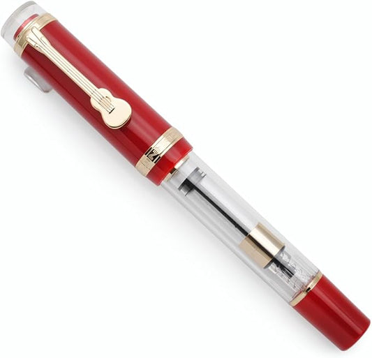 JINHAO 1935 Fountain Pen TIANDAO Series #8 Nib Ink Pen with Guitar-Shaped Clip and Ink Converter (M Nib 0.7mm, Red)