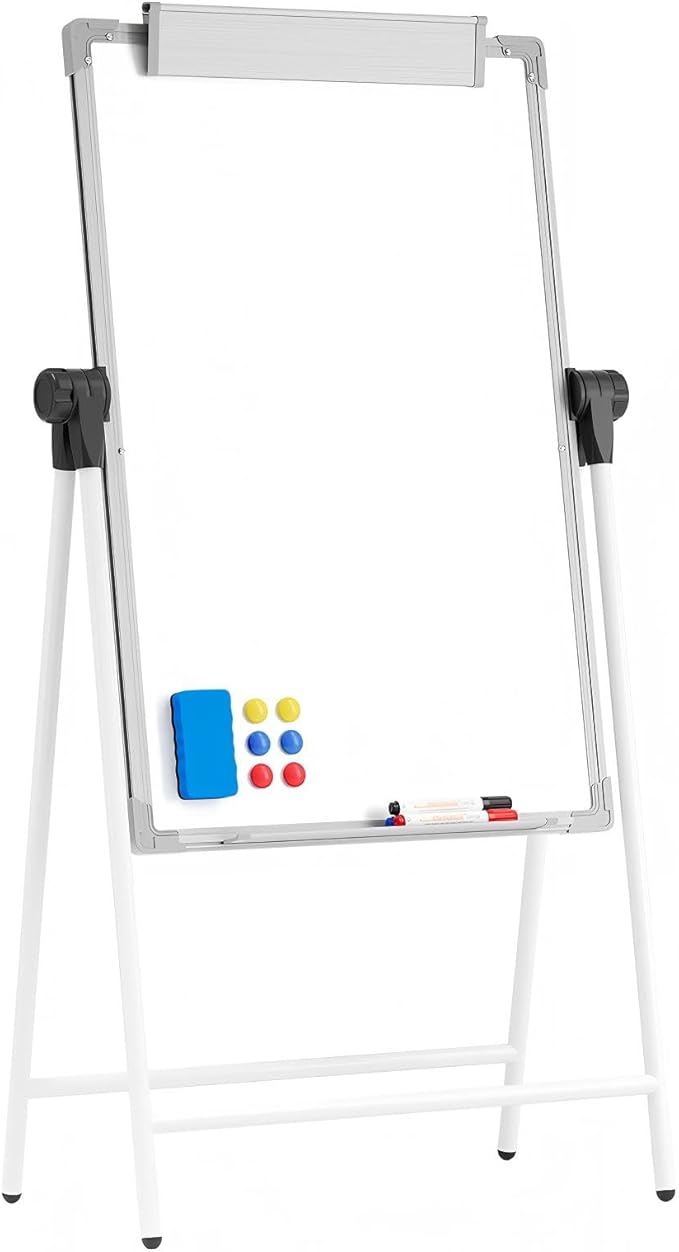 Lumspax Large Doubole Sided White Board with Stands, 36" x 24" A-Stand Dry Erase Easel, Portable Flip Chart Easel with Height Adjustable Design for Home, School, Office