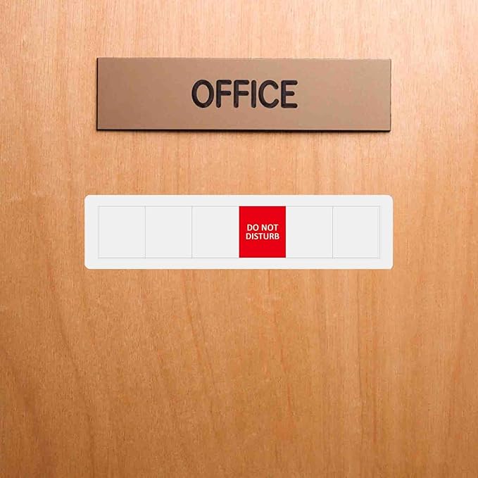 Office Door Sign,Do Not Disturb/Come in Welcome/Out of Office/in a Meeting/Working Remotely/Back Soon Sign,Let Others Know Before Entering,6 Status Privacy Door Signs Available and Away for Conference Room & Meeting-Acrylic,(10" X3",Silver)