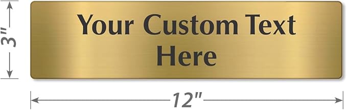SmartSign Custom Brass Sign - 3" x 12", 40 mil REAL Bugle Brass Metal, Personalized Name Door Sign, Heavy-Duty Premium Engraved Door/Wall Mount Plaque for Business/Office, Gold and Black