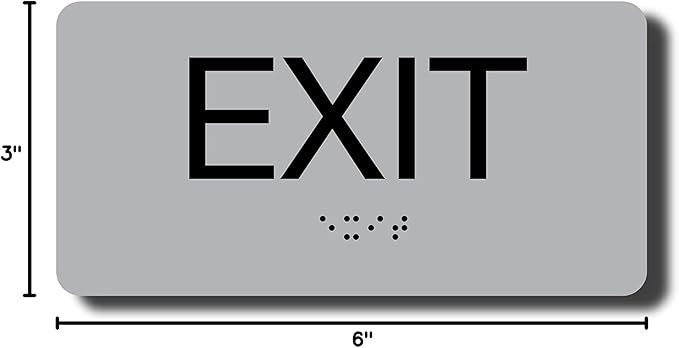 ADA Compliant Sign with Braille (6" x 3", Exit, Pearl Grey)