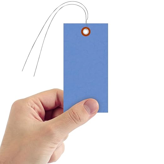 SmartSign Blue Tyvek Shipping Tags with Wire, Size #5 | 4 3/4" x 2 3/8", Pack of 1000, Made in USA