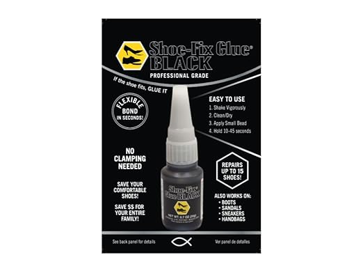 Shoe-Fix Glue Black: Professional Grade Adhesive for Shoes, Boots, Sandals, Sneakers, Handbags and More (0.7 oz/20g) Flexible Bond in Seconds, No Clamping Needed