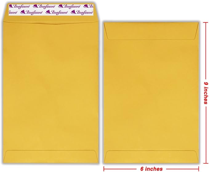 Bonfasvo 300 Pack 6x9 Brown Catalog Envelopes Peel & Seal Security Mailing Envelopes 120GSM Kraft Paper self Seal Envelopes for Invitations Papers Photos Documents Pictures Papers Files