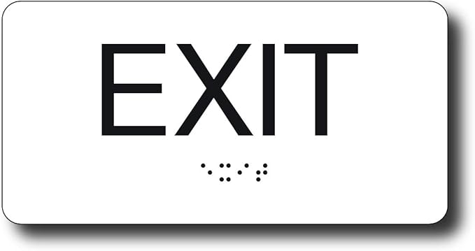 ADA Compliant Sign with Braille (6" x 3" Exit, White)