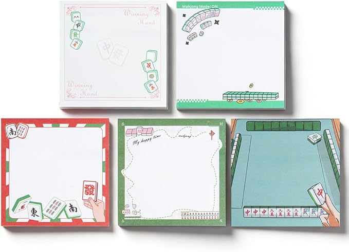 Lummitwit 20 Pcs 3x3 in Mahjong Sticky Notes Pads - Cute Self-Adhesive Stationery, Mahjong Gifts for Women & Lovers, Mahjong Accessories for Birthday Party Favors & Decorations Supplies