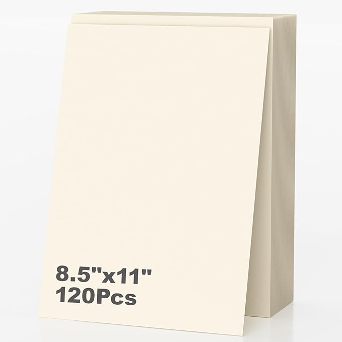 120 Sheets of Cardstock 8.5 x 11, Heavyweight Cover Cream Cardstock Printer Paper 8.5 x 11, 190 gsm Ivory Card Stock Paper for Wedding Invitations, Elegant Stationery, Scrapbooking & DIY Crafts