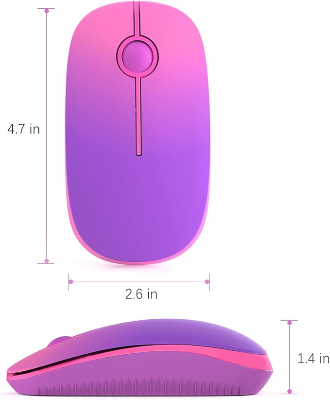 VssoPlor Wireless Mouse, 2.4G Slim Portable Computer Laptop Mouse with Nano Receiver Quiet Silent Optical Mice for Notebook, PC, Laptop, Computer-Gradient Purple