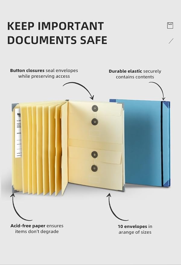 The Life Book Document Organizer - Binder for Important Documents, Document Organizer Foliofor Bills Checks Birth Certificates etc (Pink)