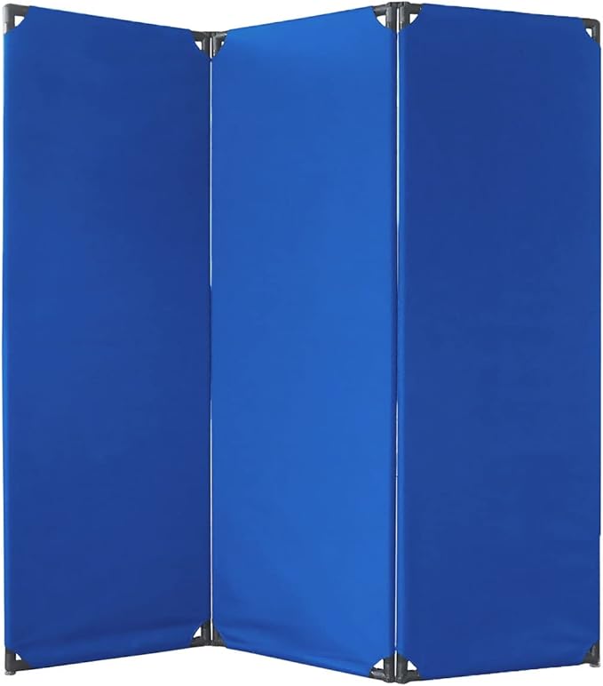 Versare FP6 Folding Privacy Screen | 3 Panels | 360 Degree Rotating Hinges | Economical Partition for Offices, Schools, Home and More | 6' Wide x 6' Tall Pewter Fabric