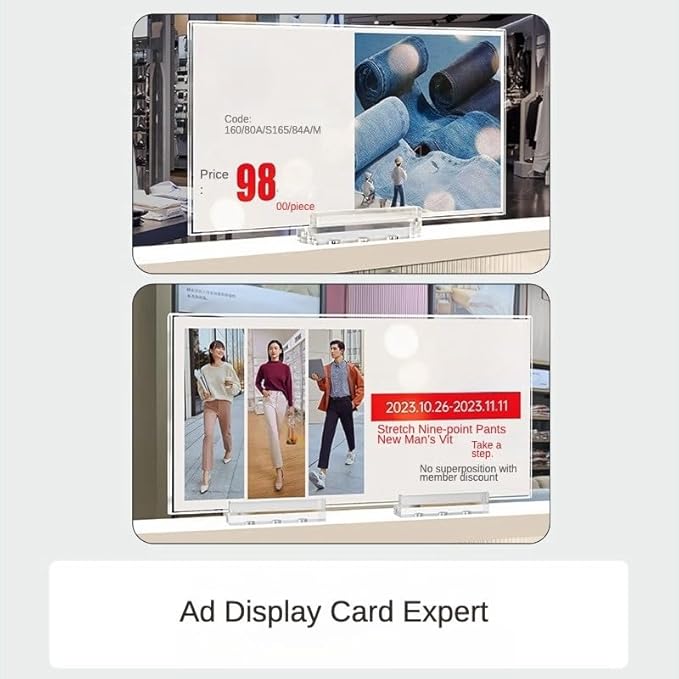 ECKEK Magnetic Sign Holder Grip Holder, Powerful Magnet, Acrylic Sign Holder for Retail Shelves Display Store Vendor Event Warehouse and Shop Supplies (Acrylic Base 210*100mm/ 8.27*3.94inches)