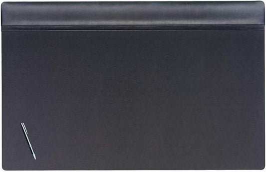 DACASSO Leather Desk Pad with Top Rail - Luxury Leather Desk Blotter for Writing - Executive Desk Surface Protector - (Black, 38” x 24”)