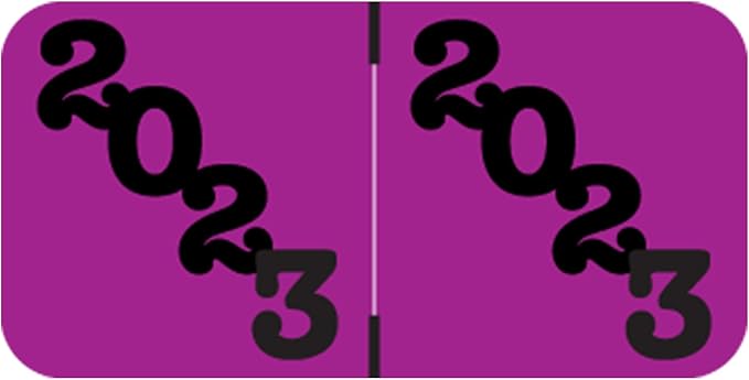 2023 Year Stickers, Doctor Stuff 2023 Chart Labels, Ringbook Sheets, Purple/Black Colored, Jeter Style, USA Made Year Stickers for End Tab File Folders, 270/Package, 3/4" x 1-1/2"