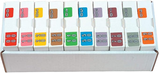 Doctor Stuff - File Folder Labels, Terminal Digit Filing, Consecutive Double Digit Numbers 00-99, Barkley FDDBM Match - BXDM Series Chart Stickers, 1" x 1-1/2", 1 Each of 10 Rolls, 500/Roll