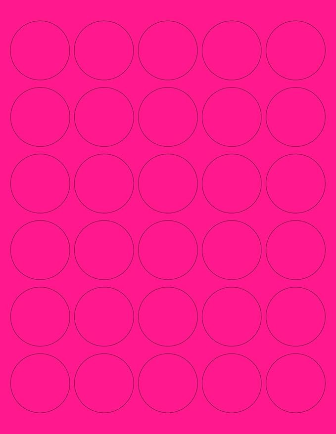 NextDayLabels - 8-1/2 x 11 Neon Color High Light Fluorescent Labels for Laser & Inkjet Printer (Pink Fluorescent, 1.5" Round - 30 Per Page | 3000 Labels)