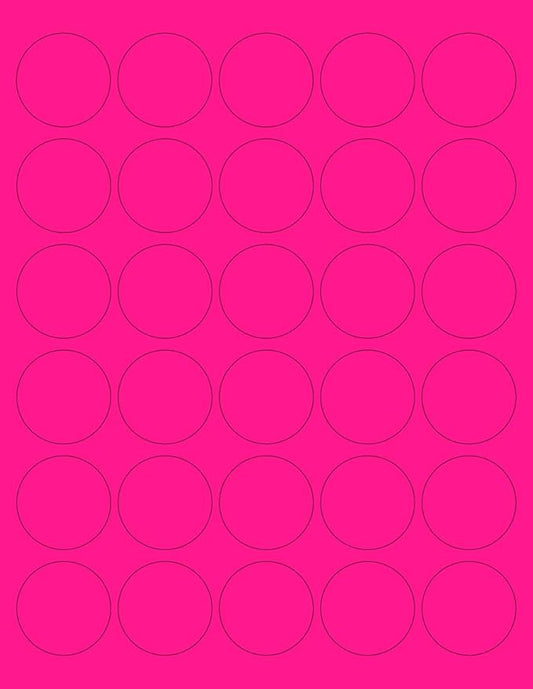 NextDayLabels - 8-1/2 x 11" Neon Color High Light Fluorescent Labels for Laser & Inkjet Printer (Pink Fluorescent, 1.5" Round - 30 Per Page | 750 Labels)