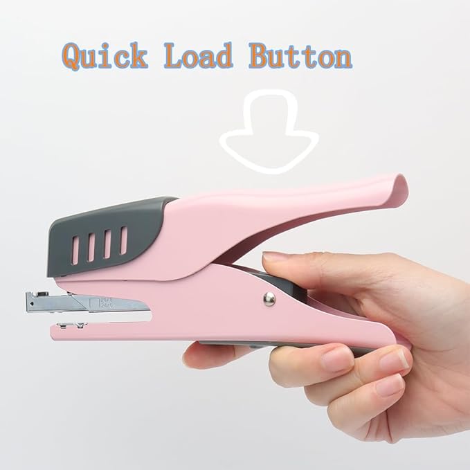 XiowDow Pink Stapler Cute Plier Staplers for Desk Hand Held Desktop Stapler Effortless Heavy Duty Staplers for Standard Staples School Office Supplies Paper Folder