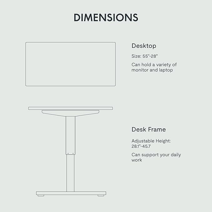 FLEXISPOT EN1 One-Piece Standing Desk with 1-Inch Thick Seamless Desktop, 55"x28" Electric Height Adjustable Desk for Home Office, Multi-Monitor Setups & Easy Assembly, Mahogany