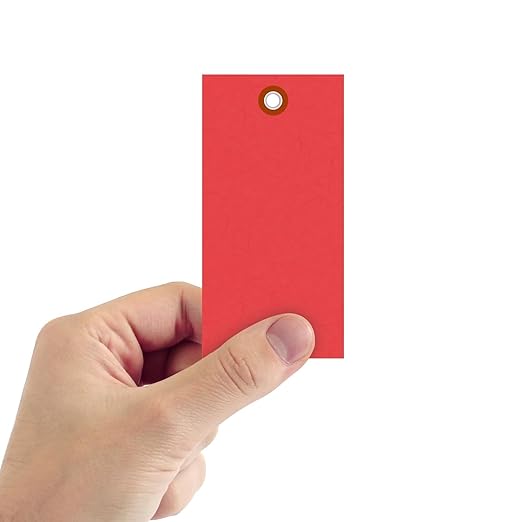 SmartSign (Pack of 1000) 4.75 x 2.375 inch “Red” Blank Tyvek Shipping Tags with Metal Eyelets, Size #5, 8 mil Thick Tyvek