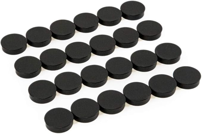 Bullseye Office 24 Round Black Fridge Magnets, Button Shaped, Small Colorful Magnetic Discs for Kitchen, Cabinet or Classroom, Perfect Whiteboard Supplies for Teachers (Black)