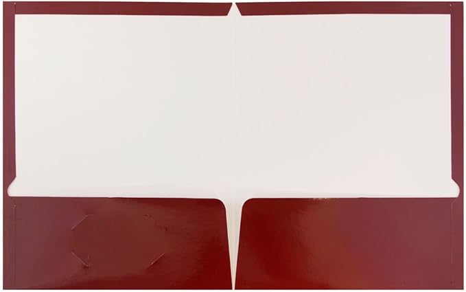 JAM PAPER Laminated Two Pocket Glossy School Folders - Letter Size - High Gloss Maroon Red - Bulk 25/Pack