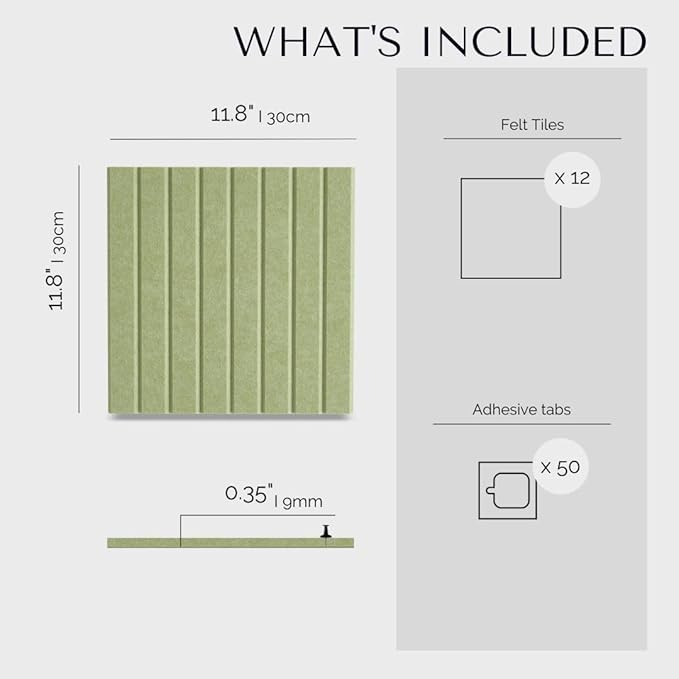 VIVELDA Large Bulletin Board 48"x36" - Office Wall Organizer to Replace your Old Cork Boards for Walls for Office Decor -12-pack Felt Wall Panels to Use in Home Office Decor, Classroom Decor (Avocado)