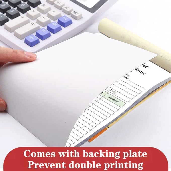 Custom Carbonless Sales Invoice Form Books for Small Business, Personalized NCR 3-Part Receipt Book with Carbon Copies, Cover Add Company Name, Address and Number Printed