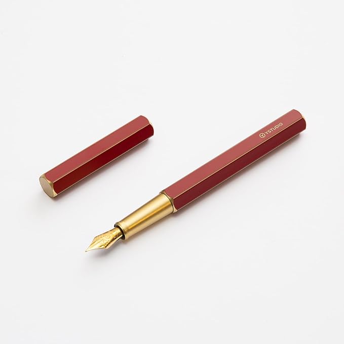 YSTUDIO Stunning Classic Revolve Fountain Pen, Schmidt Gilded Nib, Best Pen Gift Set for Men & Women, Professional, Executive Office, Nice Pens（red，F nib）