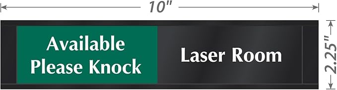 SmartSign Laser Room Available/Do Not Enter Please Knock Slider Sign, 2.25" x 10", 60 mil Plastic Plate in Aluminum Frame with Adhesive Backing, Privacy Indicator, Red/Green/Black, USA-Made