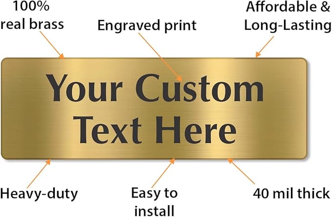 SmartSign Custom Brass Sign - 4" x 12", 40 mil REAL Bugle Brass Metal, Personalized Name Door Sign, Heavy-Duty Premium Engraved Door/Wall Mount Plaque for Business/Office, Gold and Black
