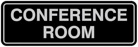 Standard Conference Room Sign - Black/Silver - Medium 5 Pack