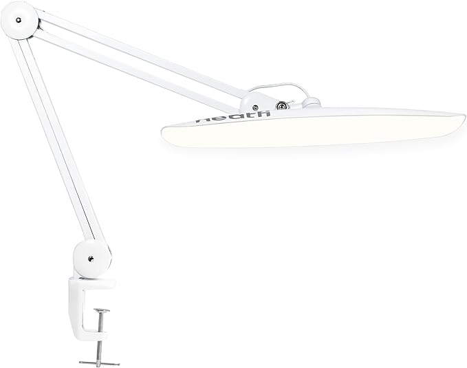 Neatfi XL 2,200 Lumens LED Task Lamp, 20W, 182 Pcs SMD LED, Dimmable, 4 Level Brightness, 3 Light Modes, Desk Light for Home, Office, Workbench (CCT, White)