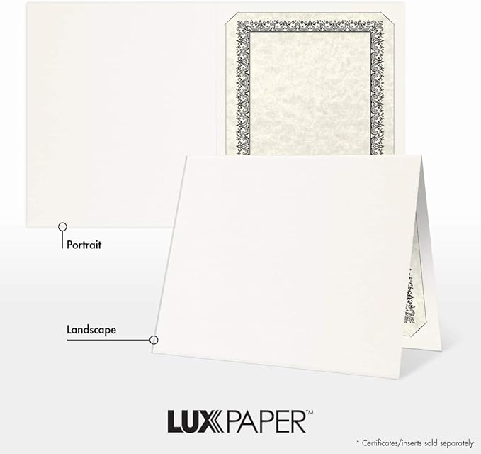 LUXPaper 9.5" x 12" Certificate Holders | White Linen | 100lb. Cover | 250 Qty