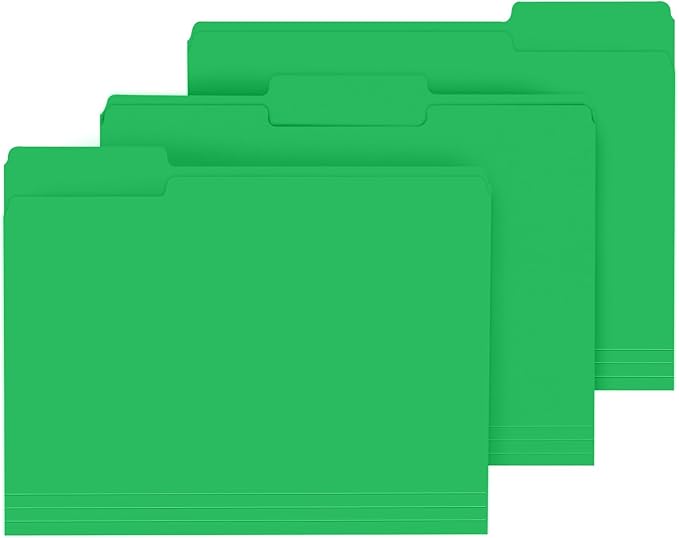 File Folder, PANDRI 120 Pack File Folder, 1/3 Cut Tab, Letter Size, Filing Folder for Office School Business, Green