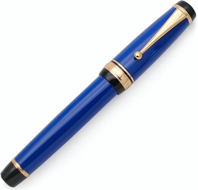 xixixiaozhu Metal Big Fountain Pen Set Medium Nib 0.7mm, Includes Ink Refill Converter, 5 Ink Cartridges & Gift Box (Medium Nib 0.7mm, Blue)