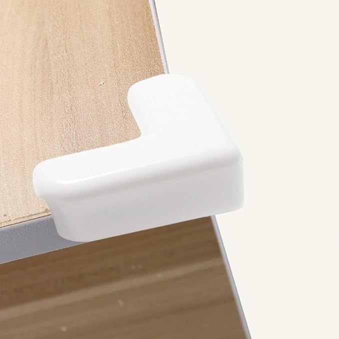 4Pcs White Corner and Edge Protectors, Self-Adhesive Bumpers for Furniture, Desks and Tables, Shock-Absorbing Guards