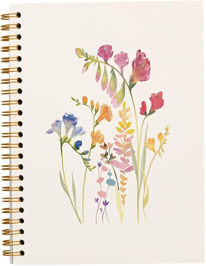 JWVK Vintage Wild Flower Botanical Plant Hardcover Spiral Notebook 5.5x8.3,Rustic Spring Floral Cottagecore Notebook Journal for Work Office School Student Teacher.