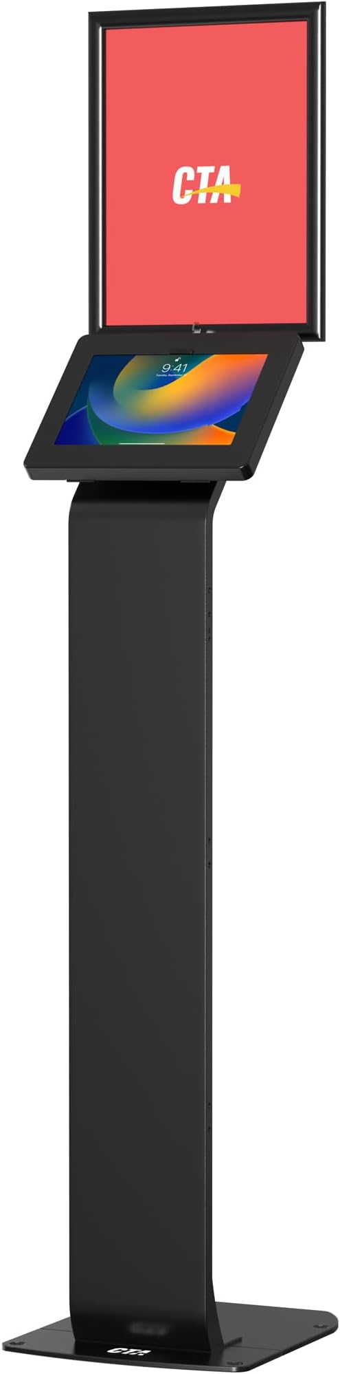 Premium Graphic Sign Floor Stand – CTA Premium Graphic Sign Floor Stand with Security Enclosure for iPad 10th Gen A16, iPad Air 11" M3 & M2, Pro 11" and More 9.7-11" Tablets - Black (PAD-PARFGRA)