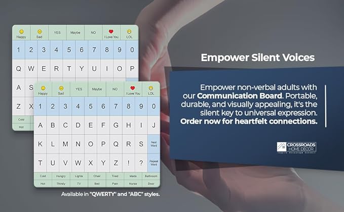 Adult Communication Board - Non-Slip, Portable Letter Chart for Non-Verbal, Stroke Recovery, Effective Visual Aids for Non-Speaking Patients, Pain Scale, QWERTY or ABC (ABC - 3 Pack)